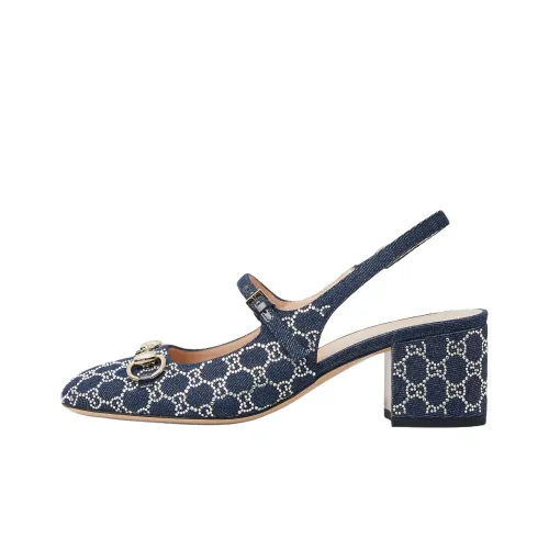 GUCCI Horsebit Пряжка Высокие каблуки Синие Женские