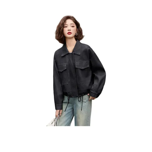 Yi Mengyuan Кожа Куртка Женская