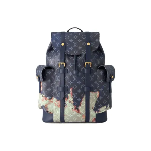 LOUIS VUITTON CHRISTOPHER Коровья кожа Рюкзак Средний Мужской Ink Синий