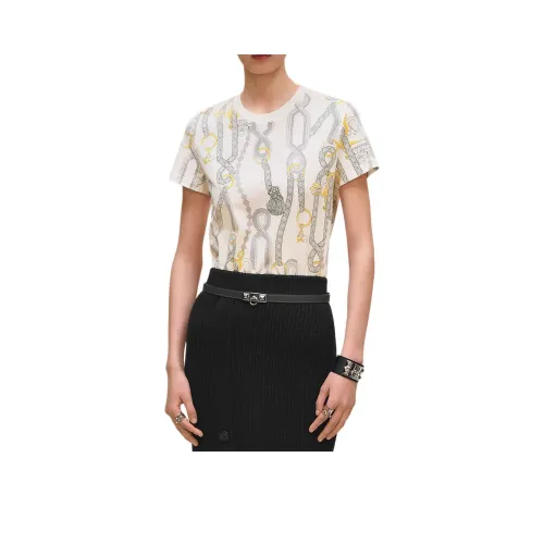 HERMES FW25 Стандартная T-рубашка Женская Белая