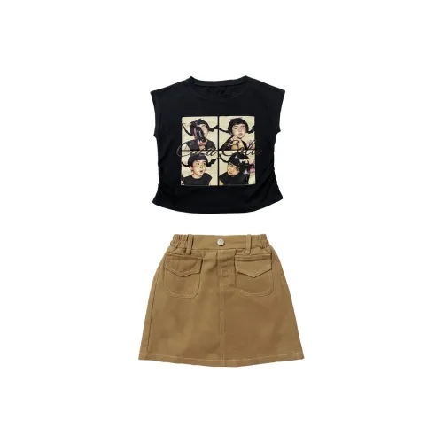 Детский комплект La Cergo футболка с коротким рукавом и принтом короткая юбка и рубашка