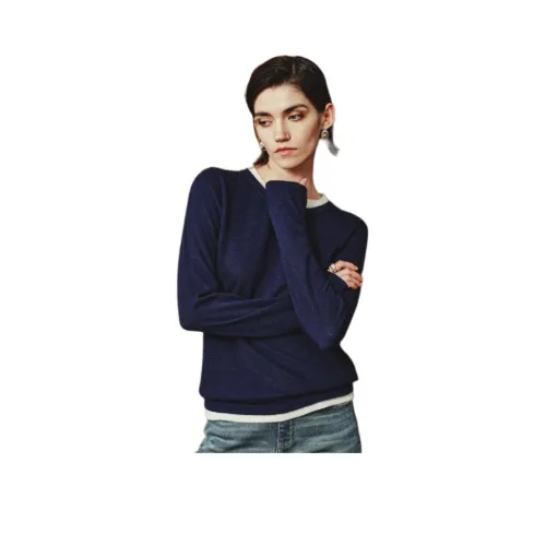 HERLAND Кашемир Свитер Женский Темно-синий