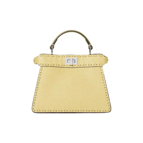 FENDI Peekaboo ISeeU Телячья кожа Через плечо Одно плечо Сумка Маленькая Женская Желтая