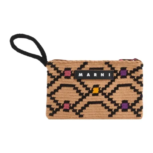 MARNI Шерстяной плетеный клатч среднего размера женский коричневый