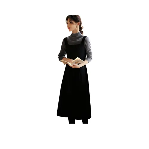 XWI Длинное платье с длинным рукавом женское черное