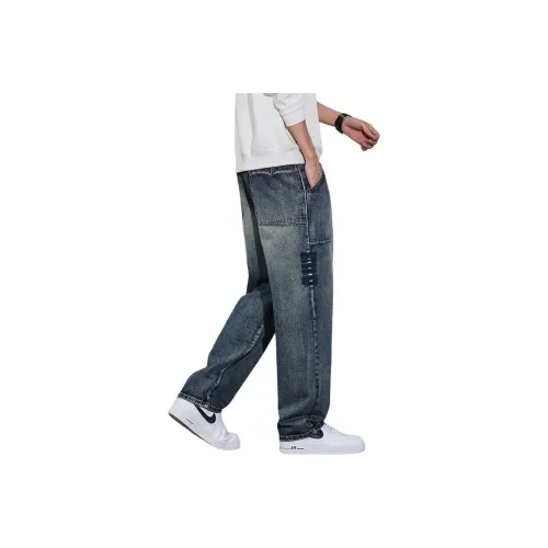 Мед Винтажный Синий Унисекс Джинсы