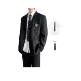 Чёрное пальто + рубашка + тёмно-синий галстук