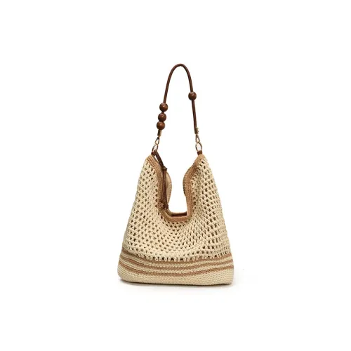 YIN.SIMON Вязаные ткани Сумка через плечо Большая Женская Хаки Экрю