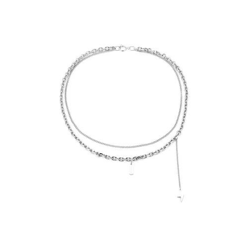 GENANX Титановая сталь Ожерелье Серебристый Белый Унисекс