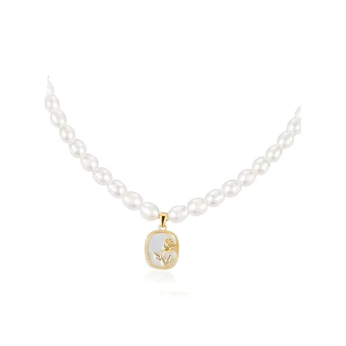 LIBI Пресноводный жемчуг Белый перламутр Медные ожерелья Женские