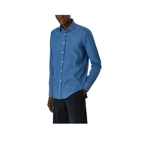 Canali Светло-Синие Мужские Рубашки