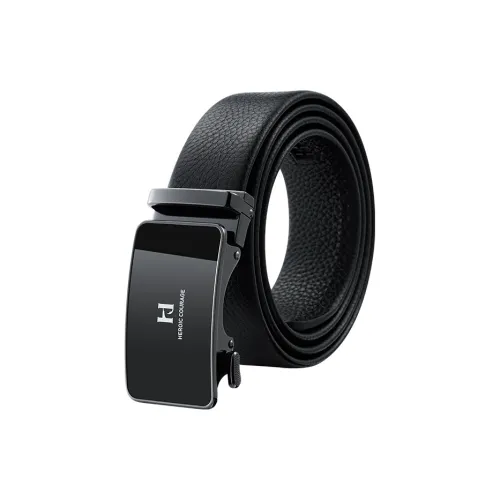 HLA Ремни из коровьей кожи мужские черные ширина 3,5 см