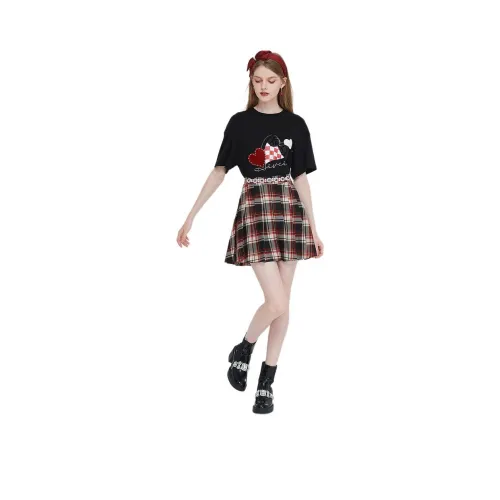 AIVEI Повседневные короткие юбки Женские Красный черный Клетка