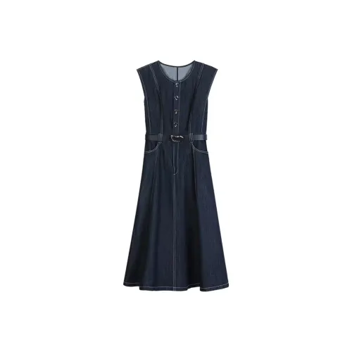 Aghr Темно-синий Женские Платья без рукавов