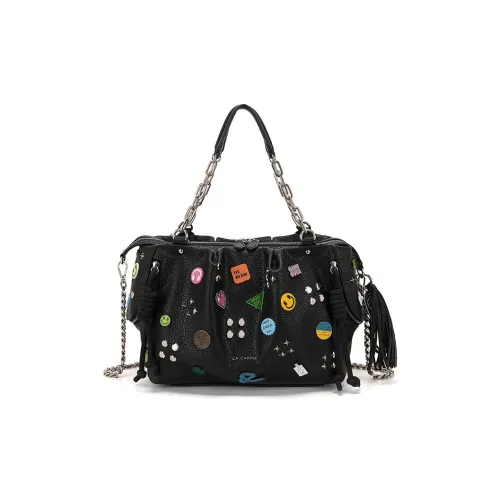 La Carrie Сумка Tote из натуральной коровьей кожи плечо подмышка женская черная