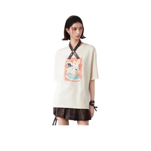 JORYAweekend Т-рубашка с оборванным рукавом женская абрикосового цвета