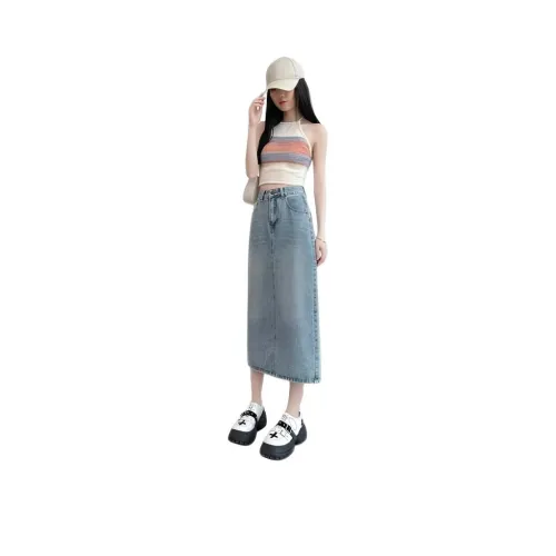 Genius Pooh Denim Long Skirt Women's