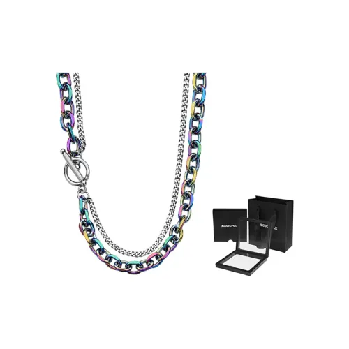 MAGICPOLE Титановая сталь Ожерелье Quenched Двойное Отделение Ожерелье Унисекс