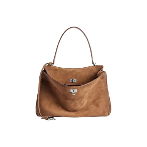 Balenciaga Rodeo Телячья кожа Тоут Сумка Сумка для покупок Сумка на плечо Сумка среднего размера Женская CAMEL