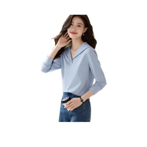 Mo Han Yi Mei T Рубашка Женская Пыльно-Синий
