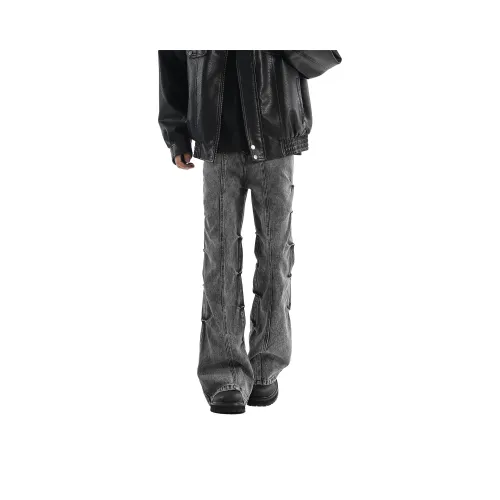 APBM Черно-серый цвет унисекс джинсы