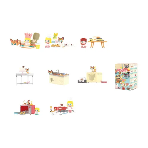 POP MART Молли Cuisine Collection Cute Blind Box Single Mystery Box Целая коробка 8 шт