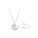 Ожерелье "Бабочка влюблена в цветок" + Браслет с розовым цирконом