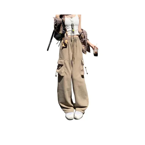 Wen Shan Кофейно-зеленые Брюки Женские Повседневные Брюки