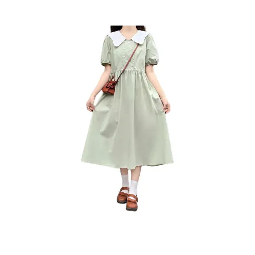 Mu Qingqing Короткий рукав Платье Женское