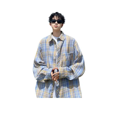 ZUOFEILI Желтая клетка Унисекс Рубашки