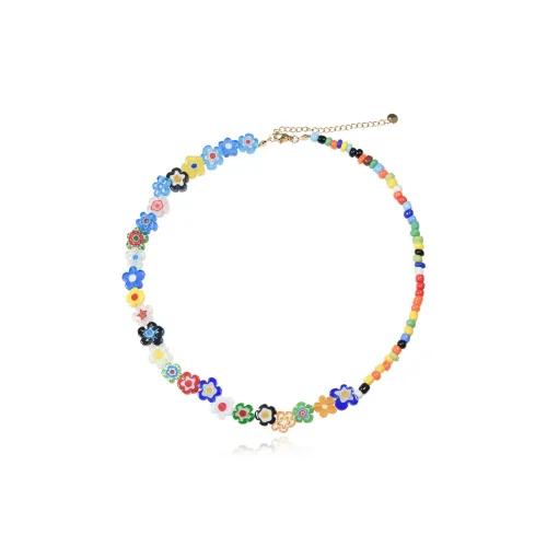 AWE Цветное стекло Маленький цветок Ожерелье Унисекс