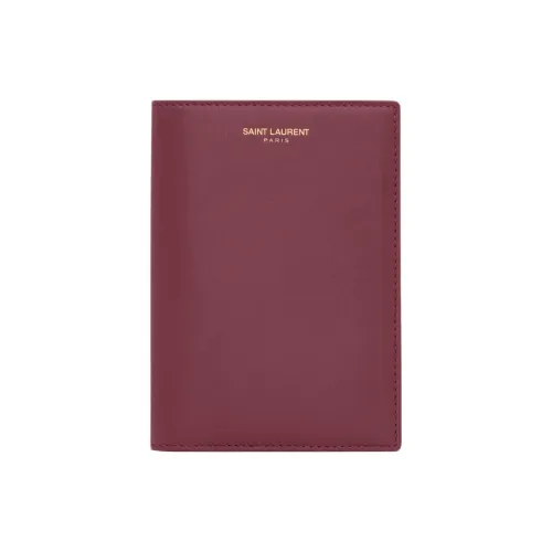 SAINT LAURENT Телячья кожа Держатель для карт Женские Темно-красный Драгоценный камень