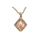 Двусторонний крест, цепочка (кремово-розовый)