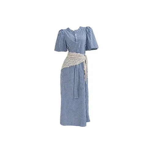 SEAR OFFICIAL Blue Женские Короткие Платья с Рукавами