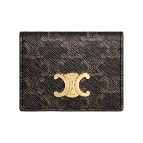 CELINE Triomphe Кожа Держатель для карт Женский Рыжевато-коричневый