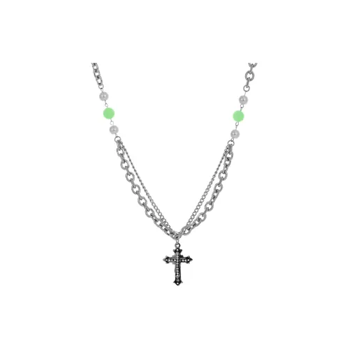 Kelanxi Титановая сталь Искусственный жемчужный Ожерелье Унисекс Серебряный