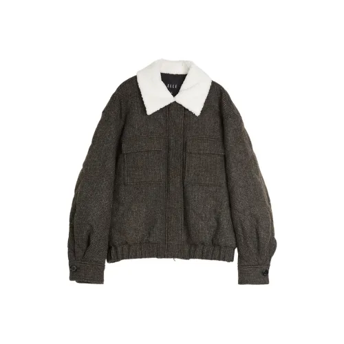 ELLE Хлопковый пуховик женский кофейный клетка