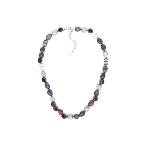 DIOR Icon Латунь Жемчужные ожерелья Мужские Серебряный