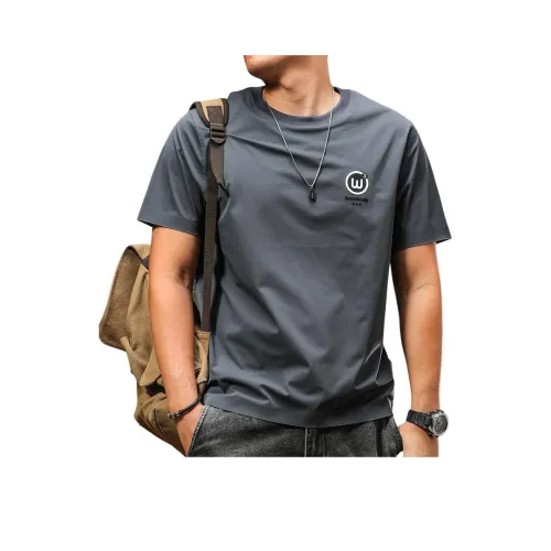 JIYAN Серый Синий Мужская T-Рубашка