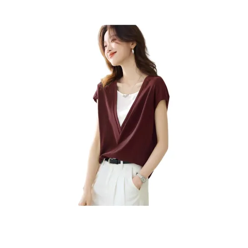 MOHANYIMEI Бургунди Женские T-рубашки