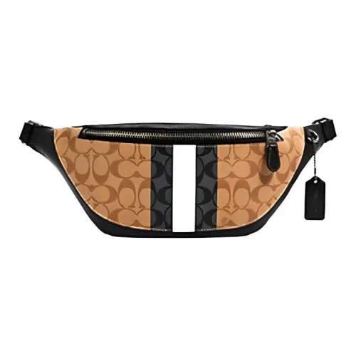 COACH Warren Monogram Canvas Leather Sling Bag Hip Bag Unisex Brown Black COACH Warren Монограмма Холст Кожа Слинг Сумка Пояс Унисекс Коричневый и Черный