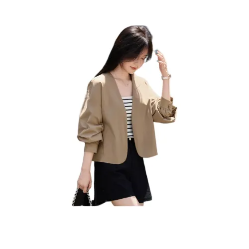 Mo Han Yi Mei Куртки и Пальто Женские Хаки Серый