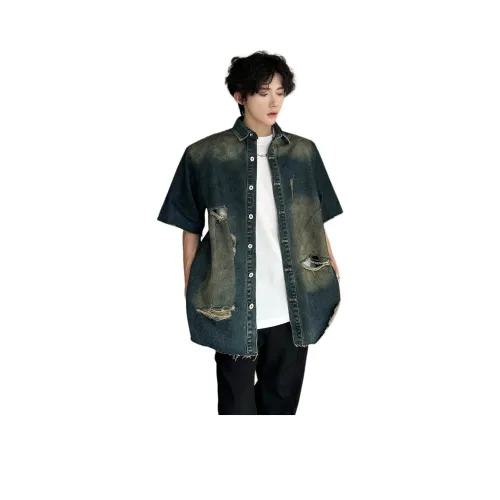 Fakeyoung Винтажная синяя унисекс рубашка