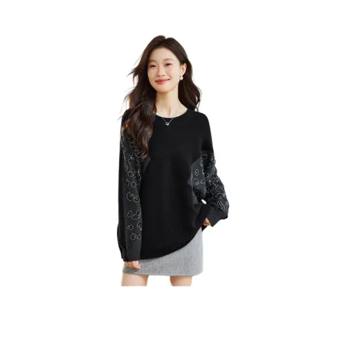 Корейский стиль Свитер Женский Черный и Серый