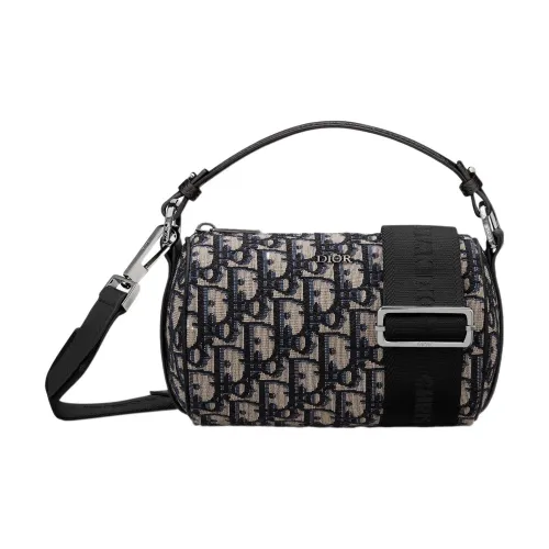 DIOR Ткань с зернистой кожей коровы Rolling Сумка Цилиндрическая сумка Курьерская сумка Сумка через плечо Мини-сумка