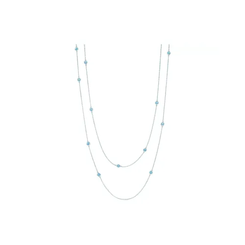 TIFFANY CO. Elsa Peretti® Серебряное ожерелье с сапфиром женское светло-синее
