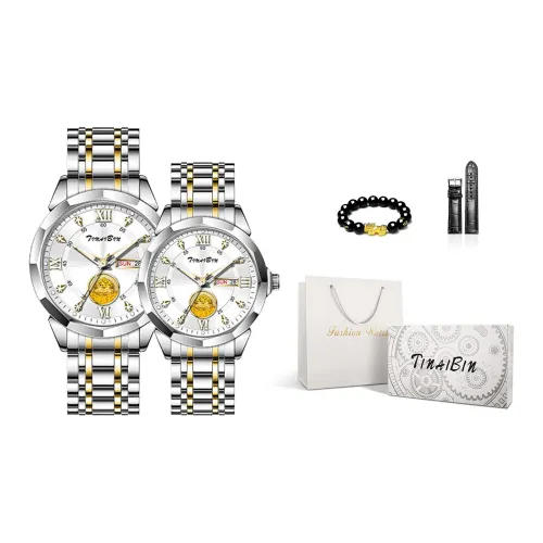 TINAIBIN Кварцевый механизм стальной ремешок унисекс белый циферблат