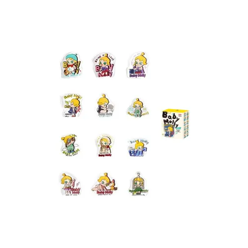 POP MART Коллаборация Детская Молли Когда Я Была ТРЕЙ Коллекция Акриловая Заколка Слепые Коробки Один Mystery Коробка Полная Коробка 12 Упаковок