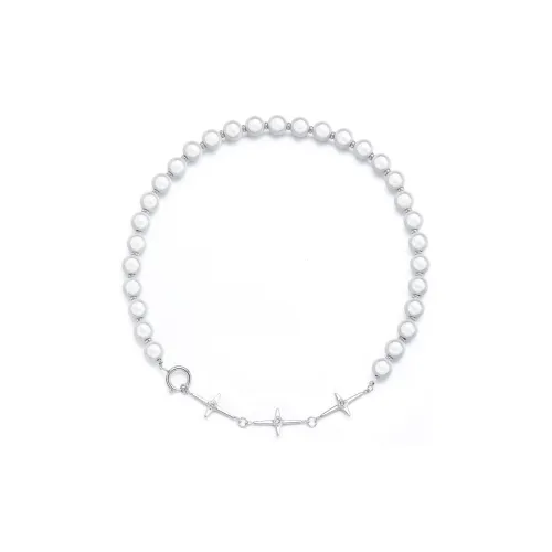 DWCP Титановая сталь ABS Светоотражающий Жемчужный Стразы Ожерелья Унисекс