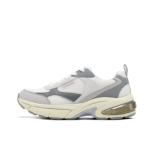 Skechers Устойчивые к истиранию Низкие Топ Кроссовки с Толстой Подошвой Женские Белые Серые